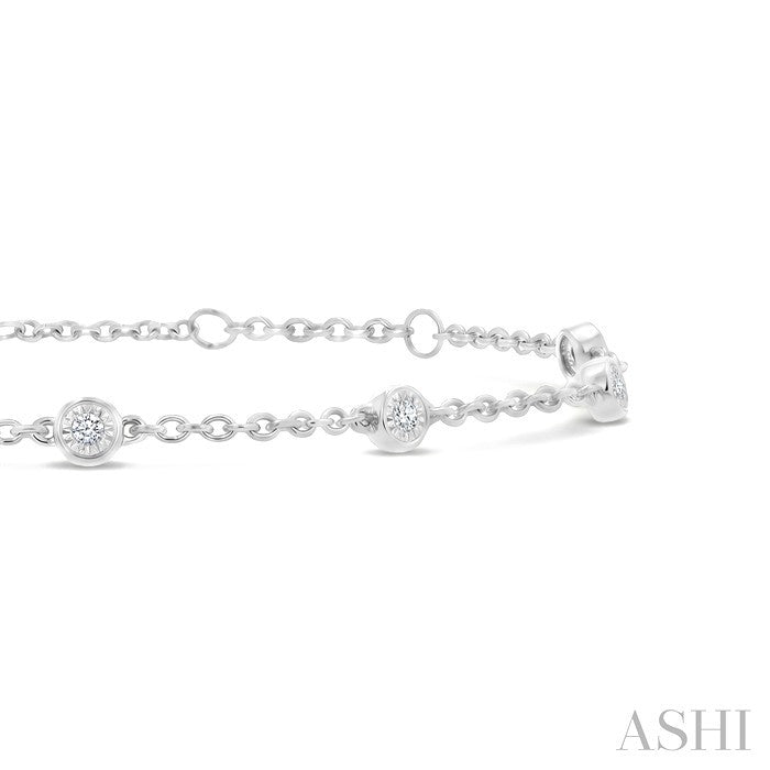 1/6 Ctw Round Cut Diamond Station Bracelet in Sterling Silver