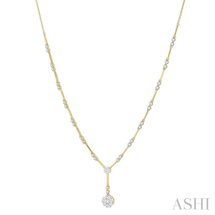 1 7/8 Ctw Circular Bar Link Lovebright Round Cut Diamond Necklace in 14K Yellow and White Gold