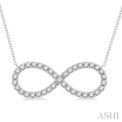 1 Ctw Round Cut Diamond Infinity Pendant in 14K White Gold