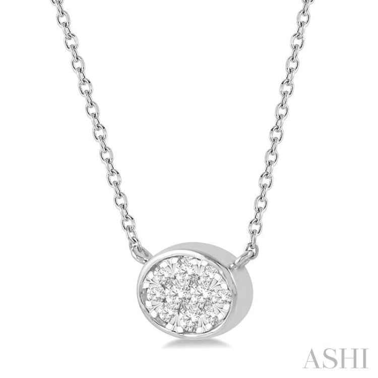 1/6 Ctw Oval Shape Lovebright Diamond Pendant With Chain in 14K White Gold