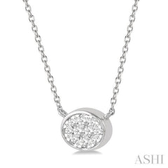 1/6 Ctw Oval Shape Lovebright Diamond Pendant With Chain in 14K White Gold