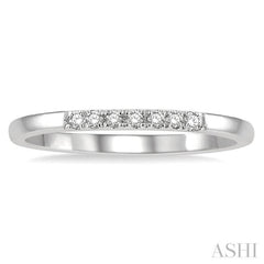1/10 Ctw Straight Row Center Single Cut Diamond Stackable Fashion Petite Band in 10K White Gold