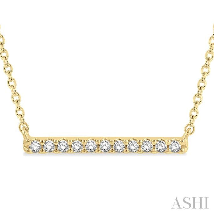1/8 Ctw Bar Single Cut Diamond Petite Necklace in 10K Yellow Gold