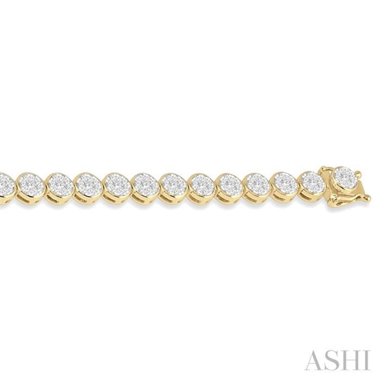 3 Ctw Lovebright Round Cut Diamond Bracelet in 14K Yellow and White Gold