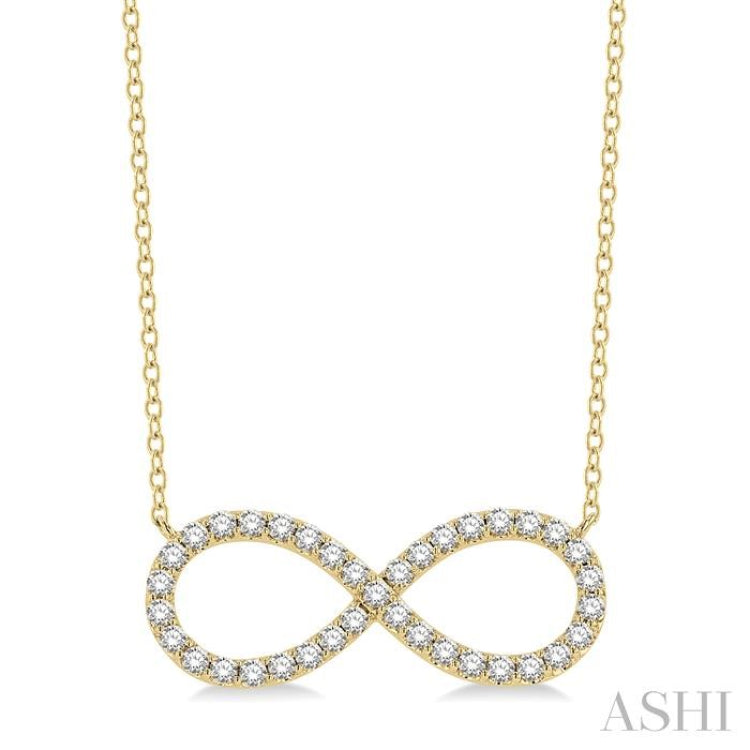 3/4 Ctw Round Cut Diamond Infinity Pendant With Chain in 14K Yellow Gold