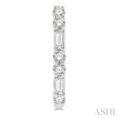 1/3 Ctw Baguette and Single Cut Diamond Petite Huggies in 14K White Gold