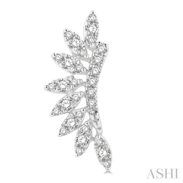 1/3 Ctw Arched Marquise Projection Single Cut Diamond Petite Fashion Earring in 14K White Gold