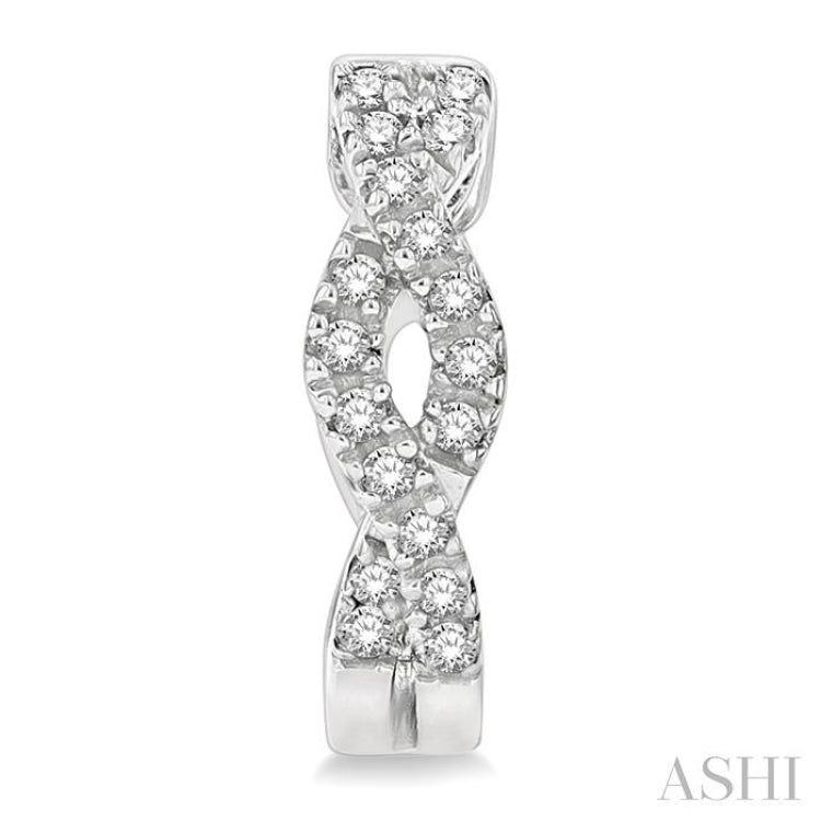 1/6 Ctw Entwined Round Cut Diamond Huggie Petite Earrings in 14K White Gold