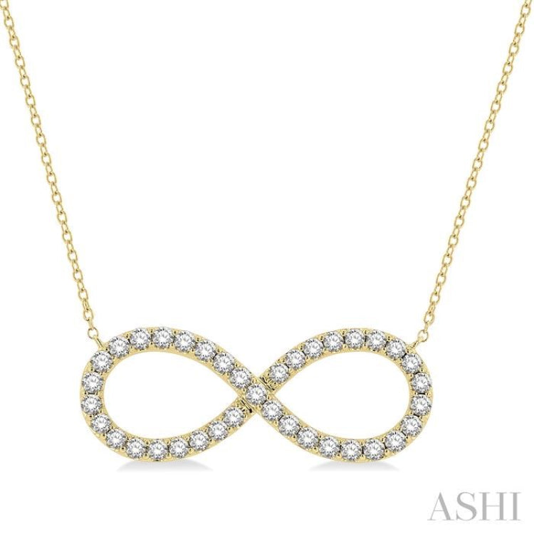 1 Ctw Round Cut Diamond Infinity Necklace in 14K Yellow Gold