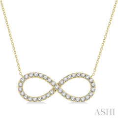 1 Ctw Round Cut Diamond Infinity Necklace in 14K Yellow Gold