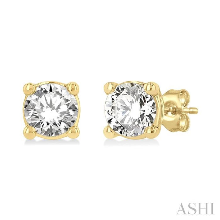1/3 Ctw Round Cut Diamond Stud Earrings in 14K Yellow Gold