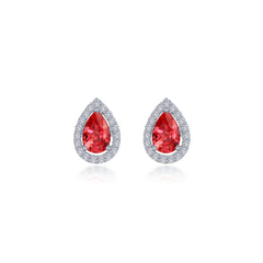 Fancy Lab-Grown Sapphire Halo Stud Earrings