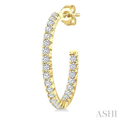 1/2 Ctw French Pave Set Round Cut Diamond Fashion Half Hoop Earring in 14K Yellow Gold