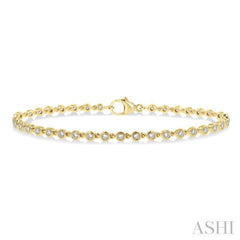 1 Ctw Bezel Set Round Cut Diamond Tennis Bracelet in 14K Yellow Gold