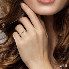 1.80 MM Round Shape Emerald and 1/4 Ctw Round Cut Diamond Precious Stack Band in 10K Yellow Gold