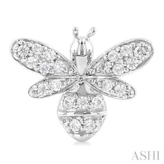 1/8 Ctw Petite Bumble Bee Round Cut Diamond Fashion Stud Earring in 10K White Gold