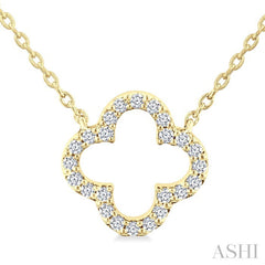1/8 Ctw Petite Clover Round Cut Diamond Fashion Pendant With Chain in 10K Yellow Gold