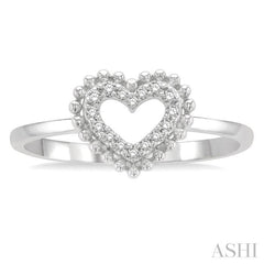 1/10 Ctw Petite Heart Round Cut Diamond Stackable Fashion Ring in 10K White Gold