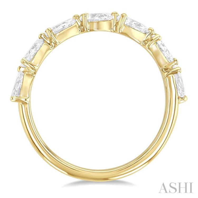 1 Ctw East-West Pear Shape Diamond Fashion Ring in 14K Yellow Gold