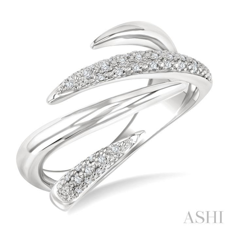 1/10 Ctw Open Center Claw Round Cut Diamond Bold Fashion Band in Sterling Silver