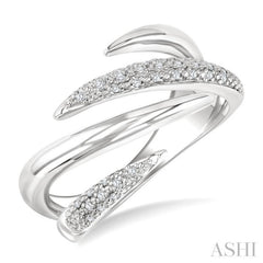 1/10 Ctw Open Center Claw Round Cut Diamond Bold Fashion Band in Sterling Silver