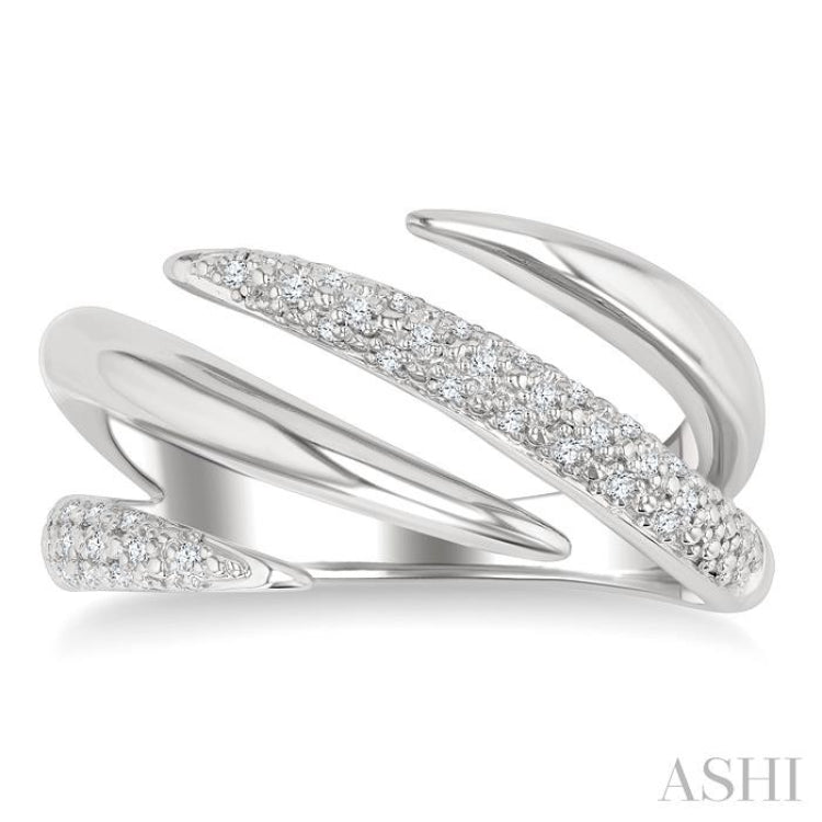1/10 Ctw Open Center Claw Round Cut Diamond Bold Fashion Band in Sterling Silver