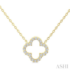 1/8 Ctw Petite Clover Round Cut Diamond Fashion Pendant With Chain in 14K Yellow Gold
