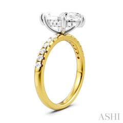 1/3 Ctw Marquise Shape Round Cut Diamond Semi Mount Engagement Ring in 14K Yellow and White Gold