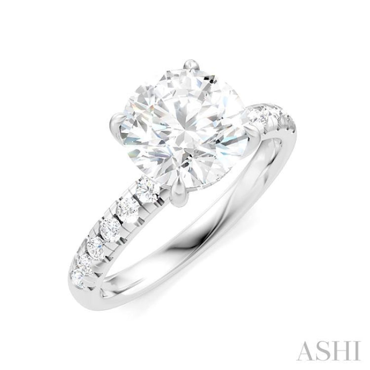 1/3 Ctw Circular Shape Round Cut Diamond Semi Mount Engagement Ring in 14K White Gold