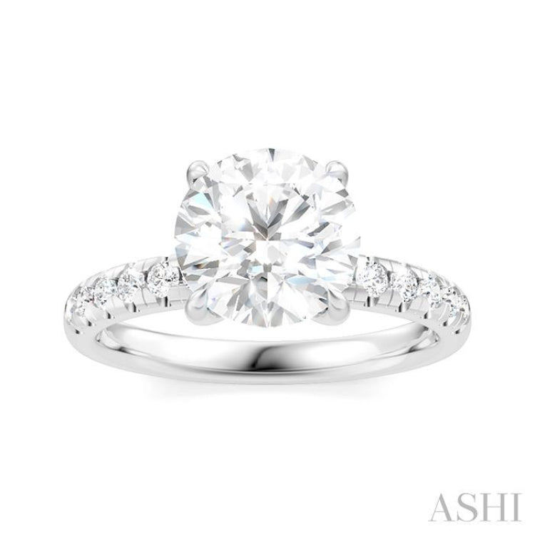 1/3 Ctw Circular Shape Round Cut Diamond Semi Mount Engagement Ring in 14K White Gold