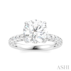 1/3 Ctw Circular Shape Round Cut Diamond Semi Mount Engagement Ring in 14K White Gold