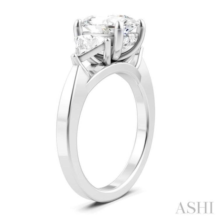 1/2 Ctw Oval Shape Trillion Cut & Round Cut Diamond Semi Mount Engagement Ring in 14K White Gold