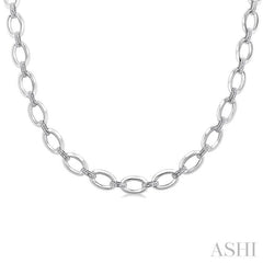 1/4 Ctw Bold Open Window Oval Shape D-Link Round Cut Diamond Paperclip Necklace in Sterling Silver