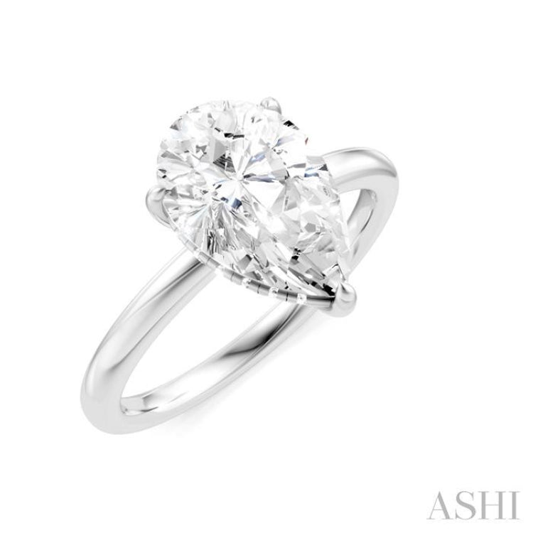 1/10 Ctw Pear Shape Round Cut Diamond Semi Mount Engagement Ring in 14K White Gold
