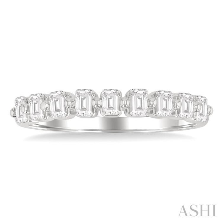 3/4 Ctw Half Eternity Emerald Cut Diamond Fashion Band in 14K White Gold