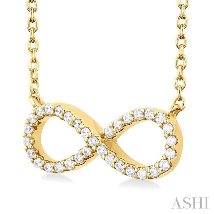 1/10 Ctw Round Cut Diamond Infinity Petite Pendant With Chain in 10K Yellow Gold