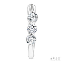 3/4 Ctw 3-Stone Round Cut Diamond Fashion Hoop Earring in 14K White Gold