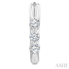 1/3 Ctw 3-Stone Round Cut Diamond Fashion Hoop Earring in 14K White Gold