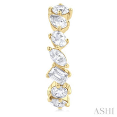 1 1/2 Ctw Scatter Mixed Diamond Cut Fashion Half Hoop Earring in 14K Yellow Gold