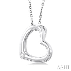 1/50 Ctw Heart Frame Round Cut Diamond Fashion Pendant With Chain in Sterling Silver