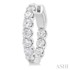 2 Ctw Inside-Out Embellished Round Cut Diamond Hoop Earrings in 14K White Gold