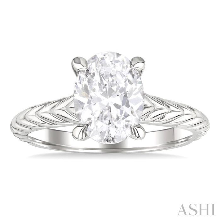1/20 ctw Akari Oval Shape Round Cut Diamond Semi Mount Engagement Ring in 14K White Gold