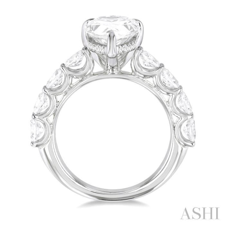 1 1/3 Ctw Pear Shape Oval and Round Cut Diamond Semi Mount Engagement Ring in 14K White Gold
