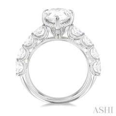 1 1/3 Ctw Pear Shape Oval and Round Cut Diamond Semi Mount Engagement Ring in 14K White Gold