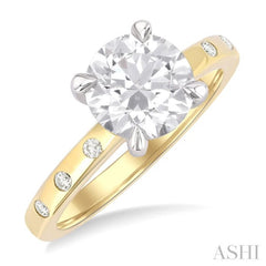 1/6 Ctw Akari Circular Shape Round Cut Diamond Semi Mount Engagement Ring in 14K Yellow and White Gold