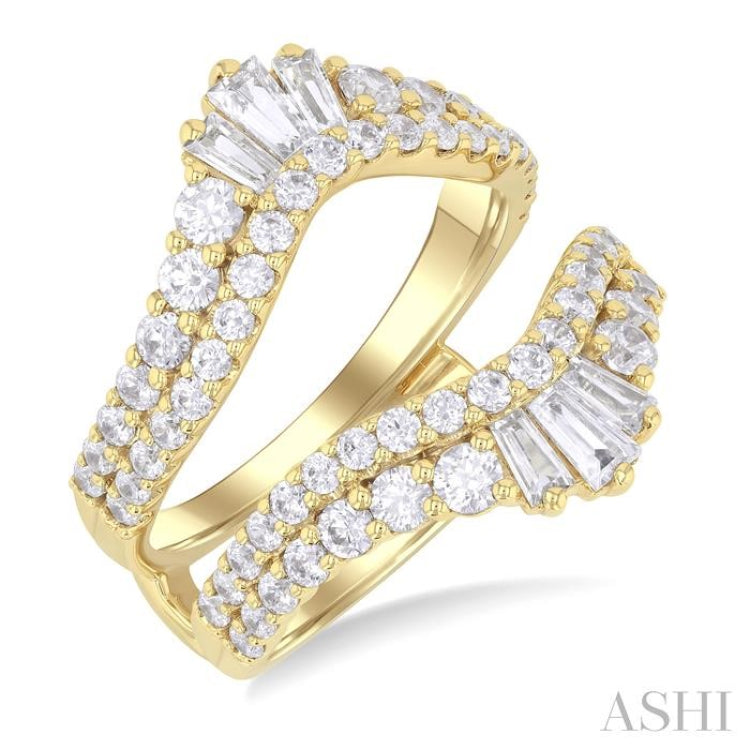 2 Ctw Baguette and Round Cut Diamond Insert Ring in 14K Yellow Gold