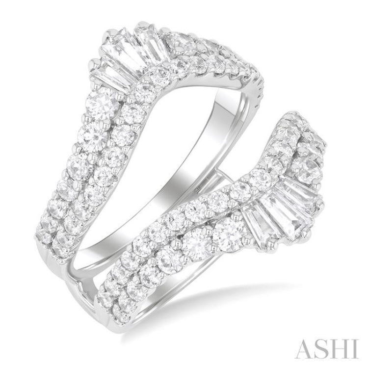 2 Ctw Baguette and Round Cut Diamond Insert Ring in 14K White Gold