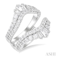2 Ctw Baguette and Round Cut Diamond Insert Ring in 14K White Gold