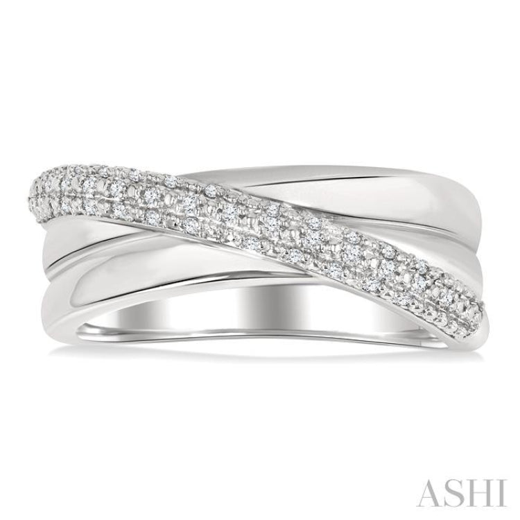1/8 Ctw Bold Criss-Cross Round Cut Diamond Fashion Band in Sterling Silver