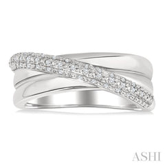 1/8 Ctw Bold Criss-Cross Round Cut Diamond Fashion Band in Sterling Silver